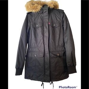 Ladies Levi’s Sherpa Lined Parka Utility Coat Size Small